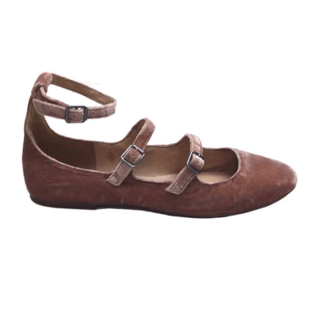 Madewell The Julie Velvet Strappy Round Toe Pink Ballet Flats Size 10